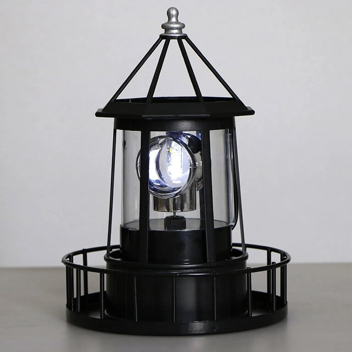 LED Solar Rotating Lighthouse Lantern - Modern Nautical Decor