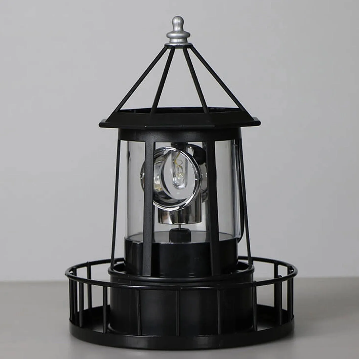 LED Solar Rotating Lighthouse Lantern - Modern Nautical Decor