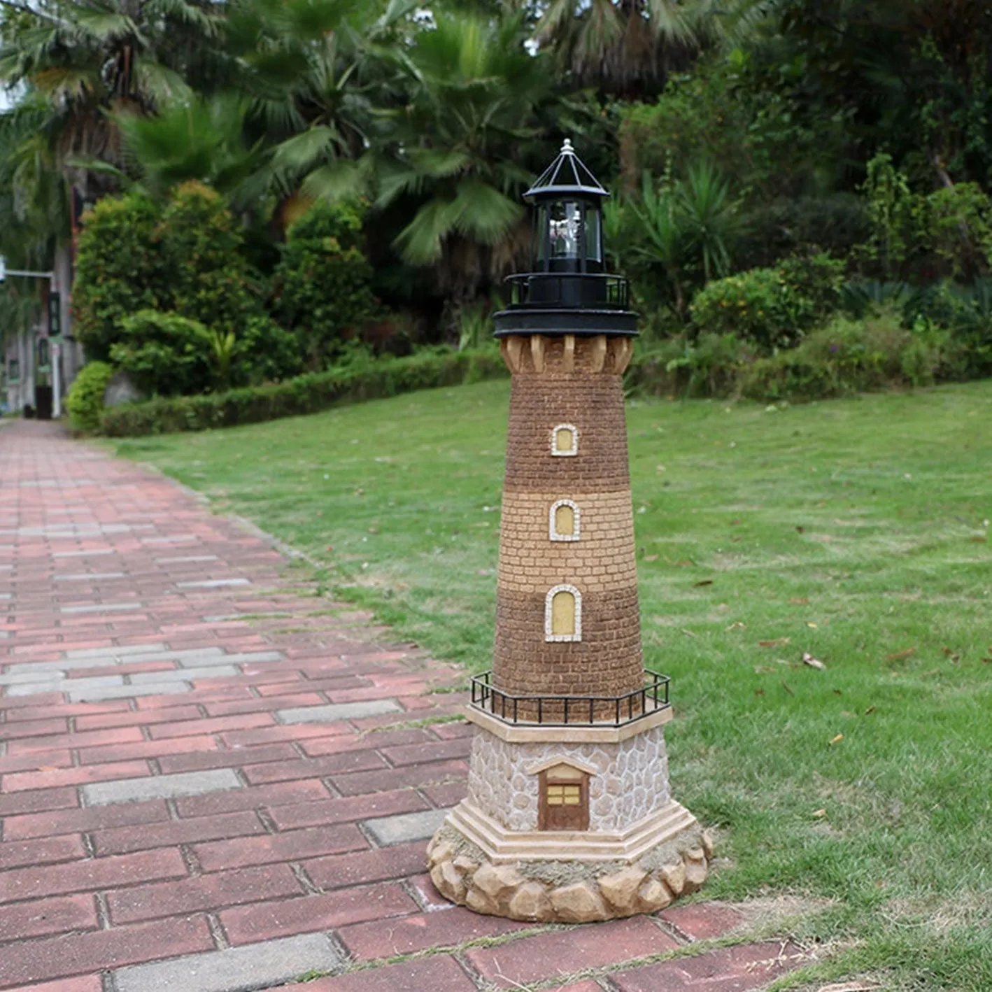 LED Solar Rotating Lighthouse Lantern - Modern Nautical Decor