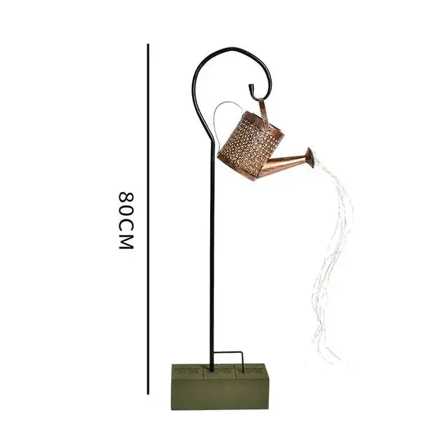 LED Wrought Iron Hollow Waterproof Watering Can Kettle - Solar Powered