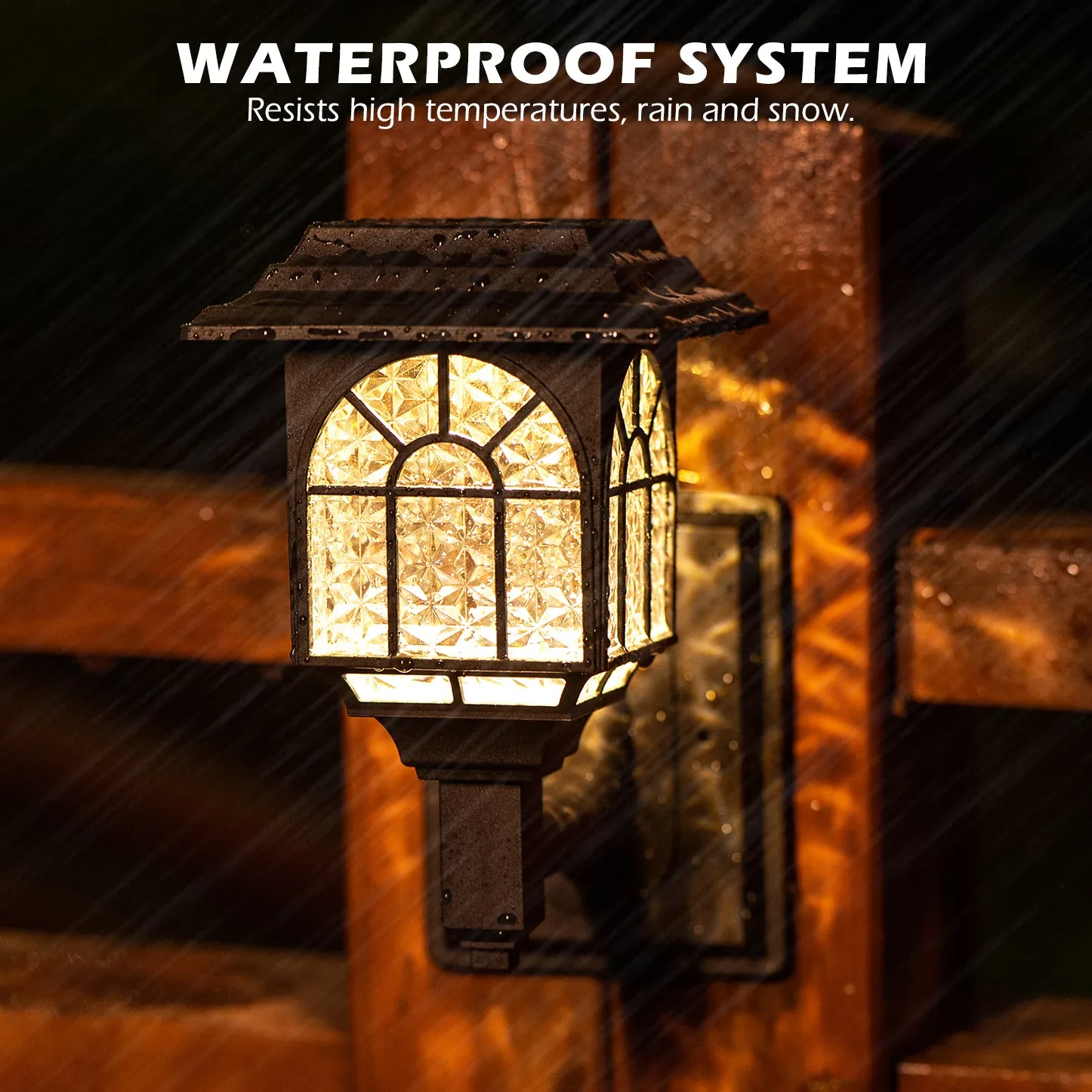 LeiDrail Solar Fence Lights Outdoor | Warm White LED Deck Wall Sconce | LeiDrail
