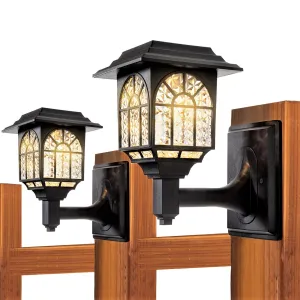 LeiDrail Solar Fence Lights Outdoor | Warm White LED Deck Wall Sconce | LeiDrail