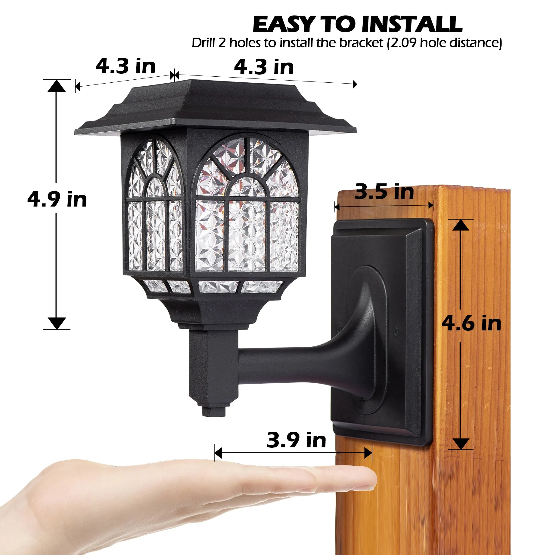 LeiDrail Solar Fence Lights Outdoor | Warm White LED Deck Wall Sconce | LeiDrail