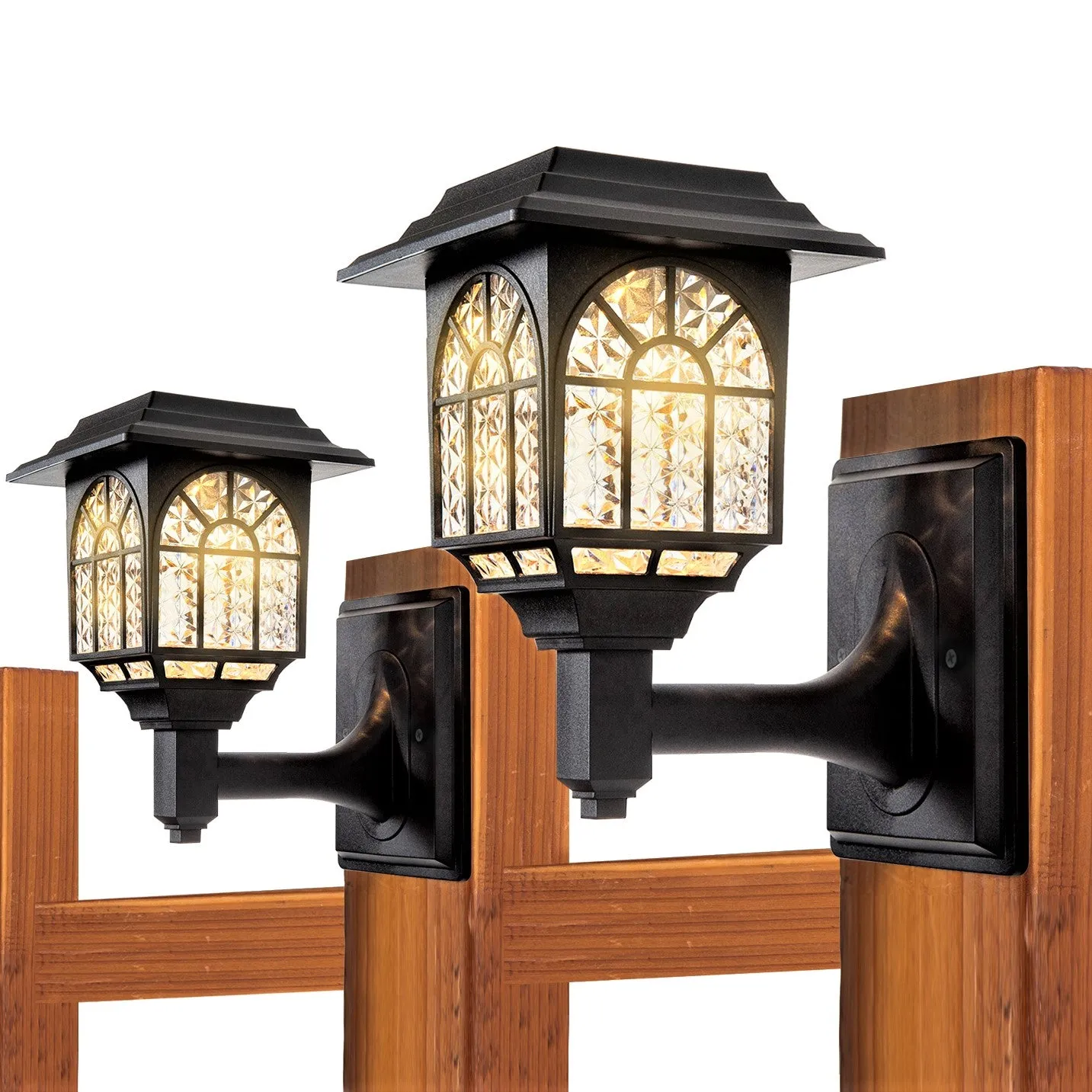 LeiDrail Solar Fence Lights Outdoor | Warm White LED Deck Wall Sconce | LeiDrail