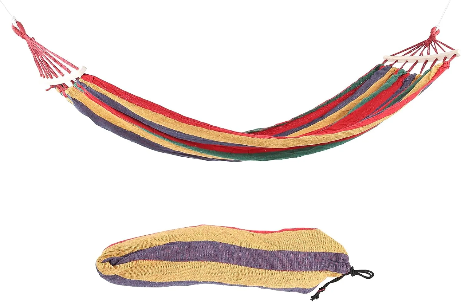 Lightweight Camping Hammock Portable Outdoor Travel Hammock with Hardwood Spreader Bar (Red)