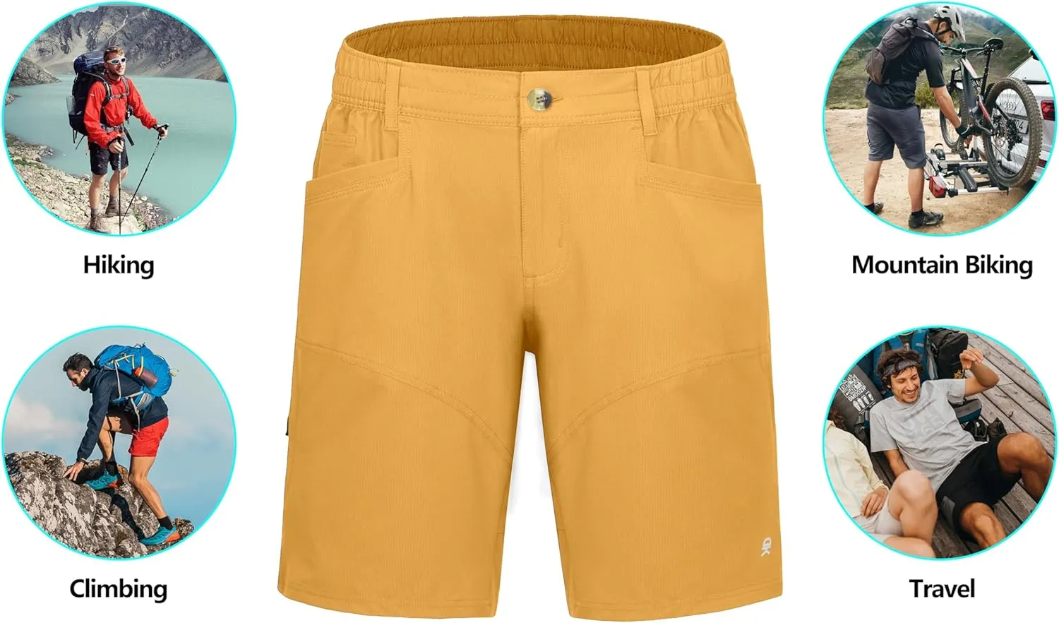 Little Donkey Andy Men's Hiking Cargo Shorts with 9 Pockets Lightweight Water-Resistant Quick Dry Golf Travel Shorts