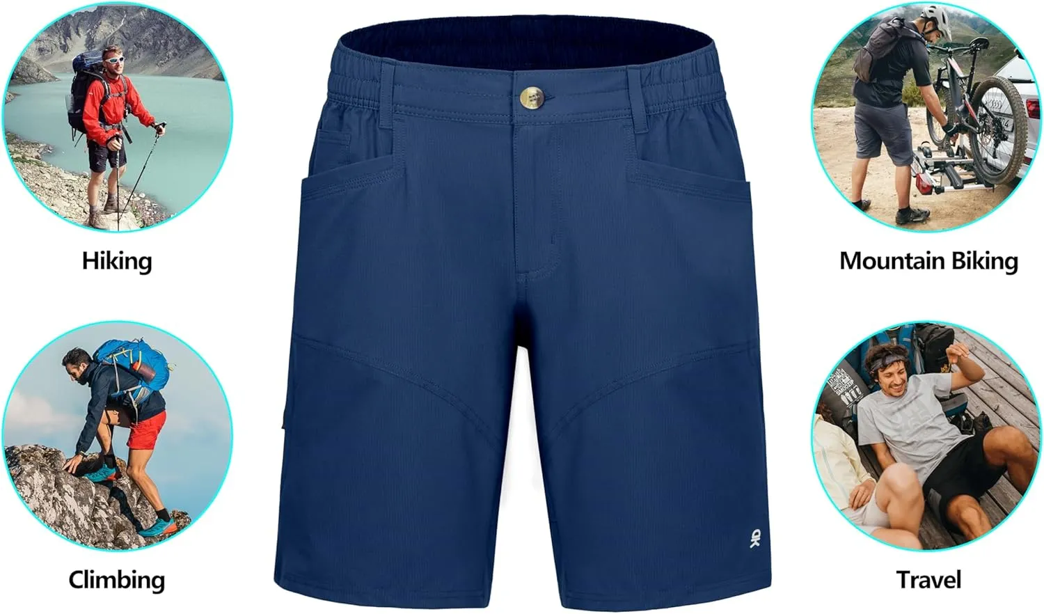 Little Donkey Andy Men's Hiking Cargo Shorts with 9 Pockets Lightweight Water-Resistant Quick Dry Golf Travel Shorts