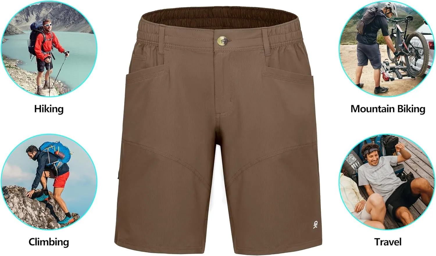 Little Donkey Andy Men's Hiking Cargo Shorts with 9 Pockets Lightweight Water-Resistant Quick Dry Golf Travel Shorts