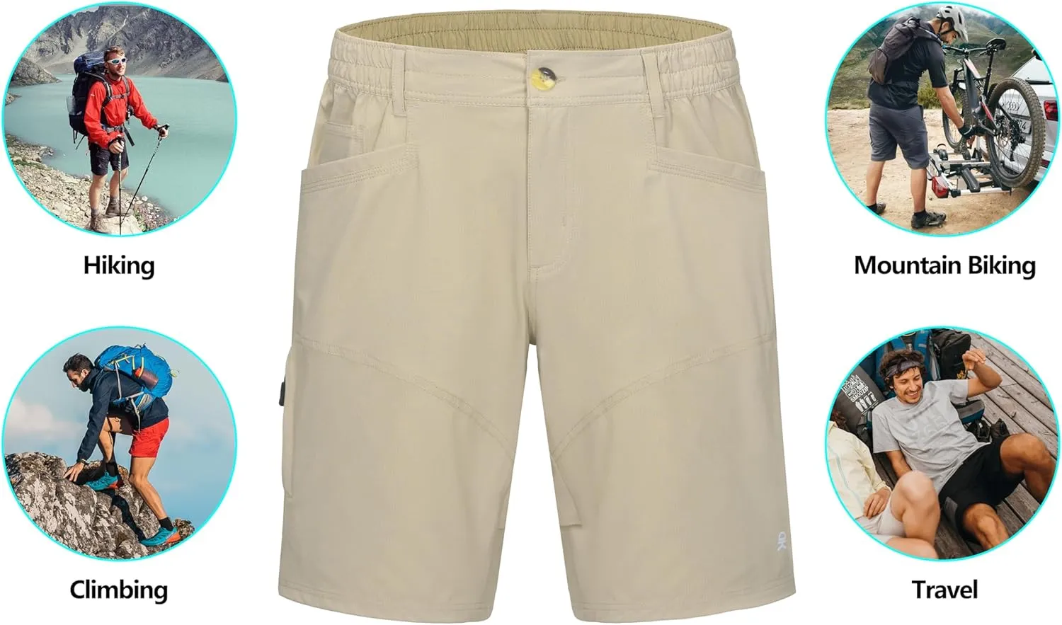 Little Donkey Andy Men's Hiking Cargo Shorts with 9 Pockets Lightweight Water-Resistant Quick Dry Golf Travel Shorts