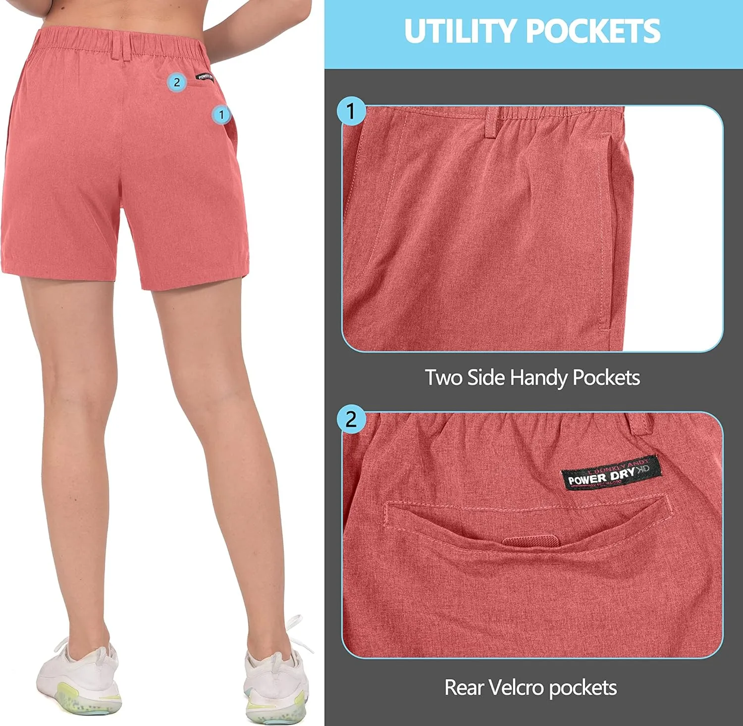 Little Donkey Andy Women's Bermuda Quick Dry Lightweight Stretch Shorts Golf Hiking Travel