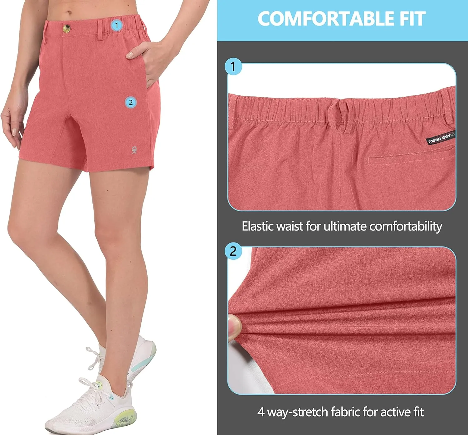 Little Donkey Andy Women's Bermuda Quick Dry Lightweight Stretch Shorts Golf Hiking Travel