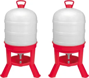 Little Giant 10 Gallon Tank Heavy Duty Poultry Chicken Gravity Waterer (2 Pack)