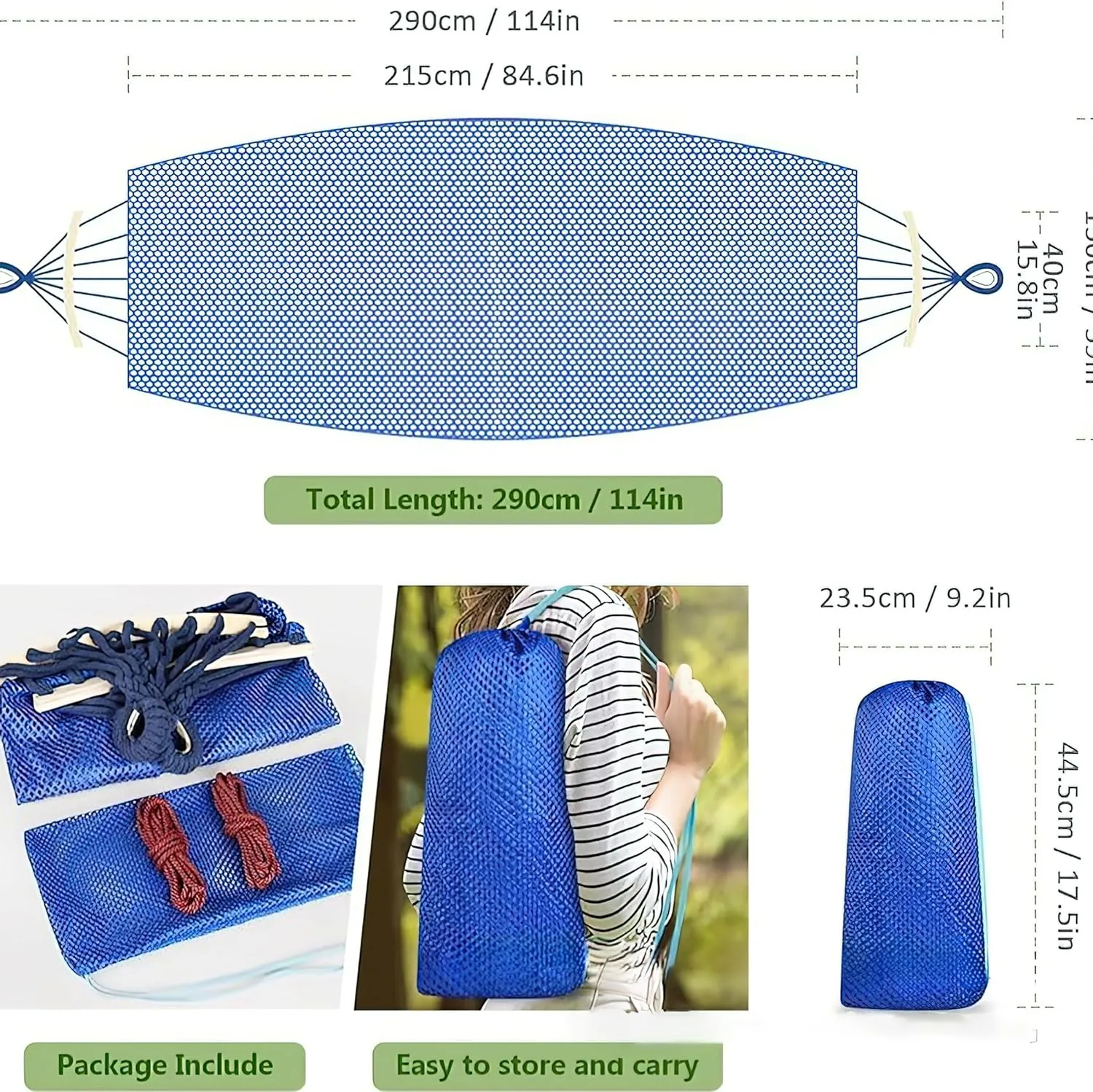 Load Bearing Camping Hammock - Breathable 600 lbs - Durable Canvas with Anti-Roll Beam and Metal Straps for Outdoor Use (Green, Widths 51In)