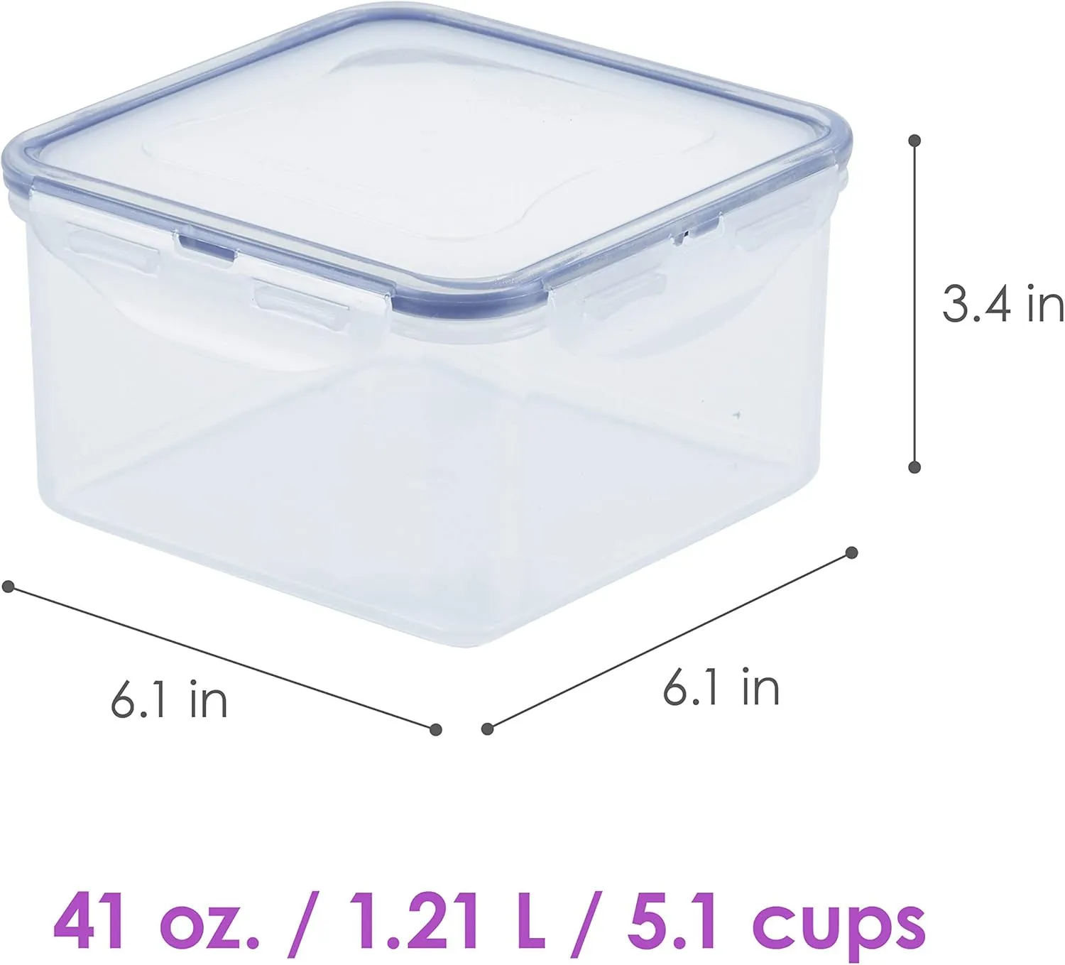 LOCK & LOCK Easy Essentials Storage Food Storage Container Set / Food Storage Bin Set - 4 Piece, Clear