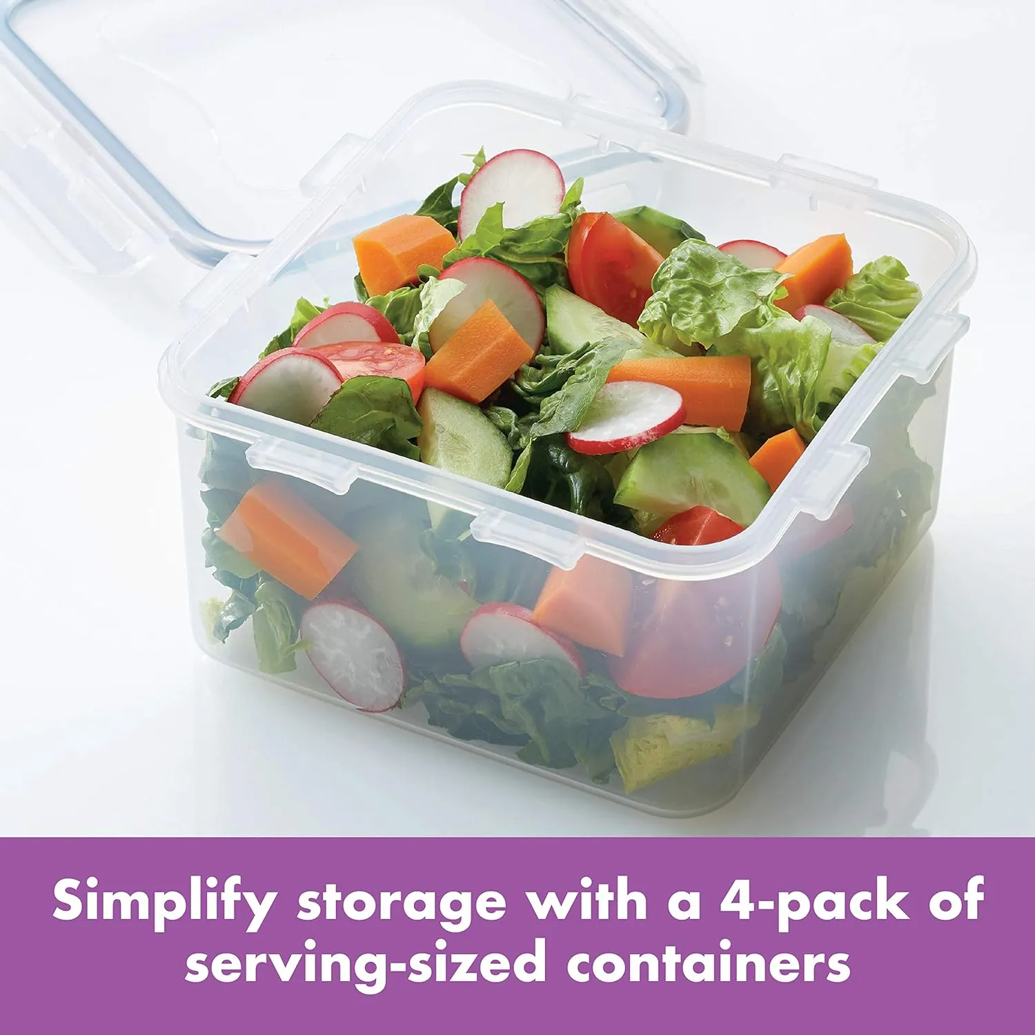 LOCK & LOCK Easy Essentials Storage Food Storage Container Set / Food Storage Bin Set - 4 Piece, Clear