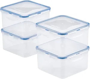 LOCK & LOCK Easy Essentials Storage Food Storage Container Set / Food Storage Bin Set - 4 Piece, Clear