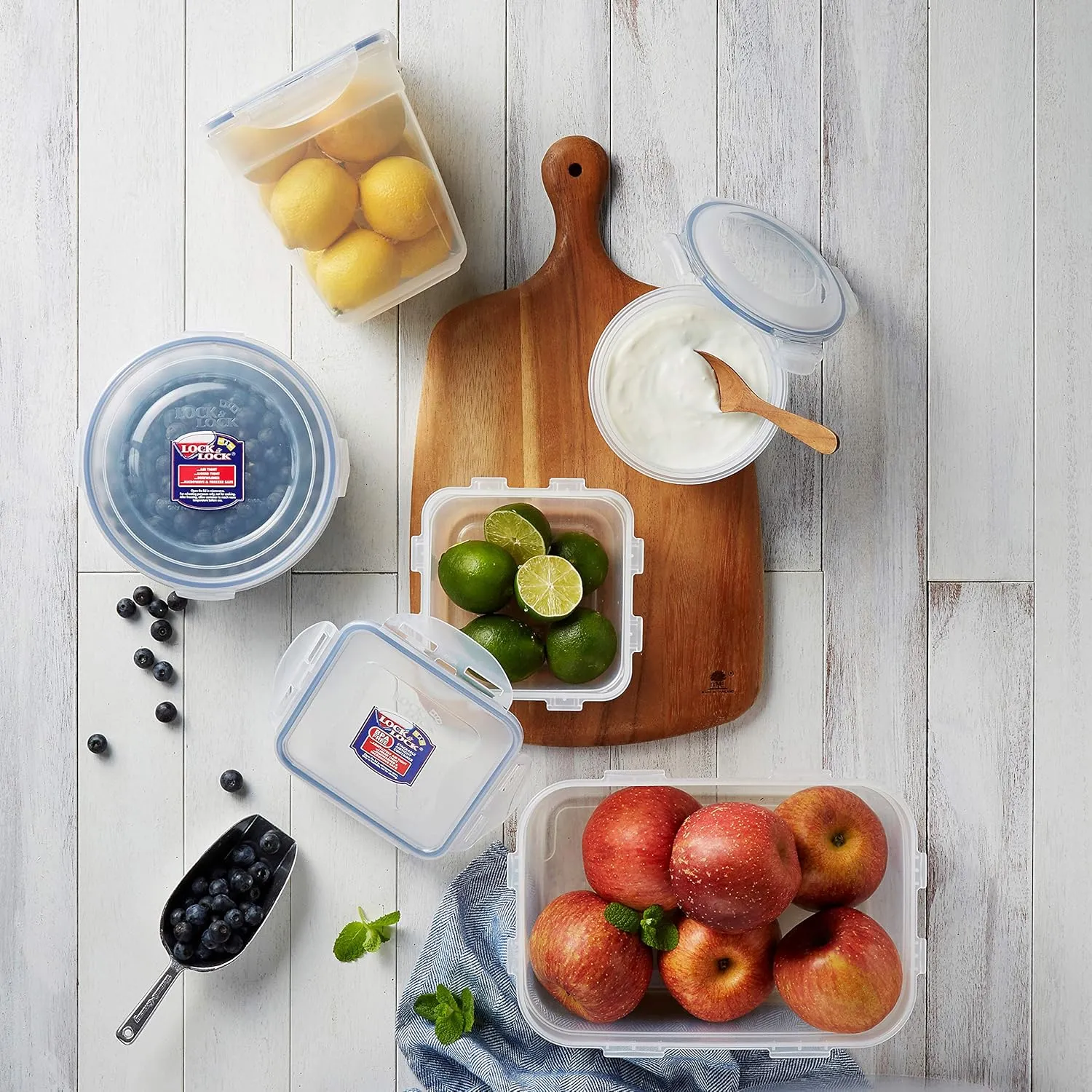 LOCK & LOCK Easy Essentials Storage Food Storage Container Set / Food Storage Bin Set - 4 Piece, Clear