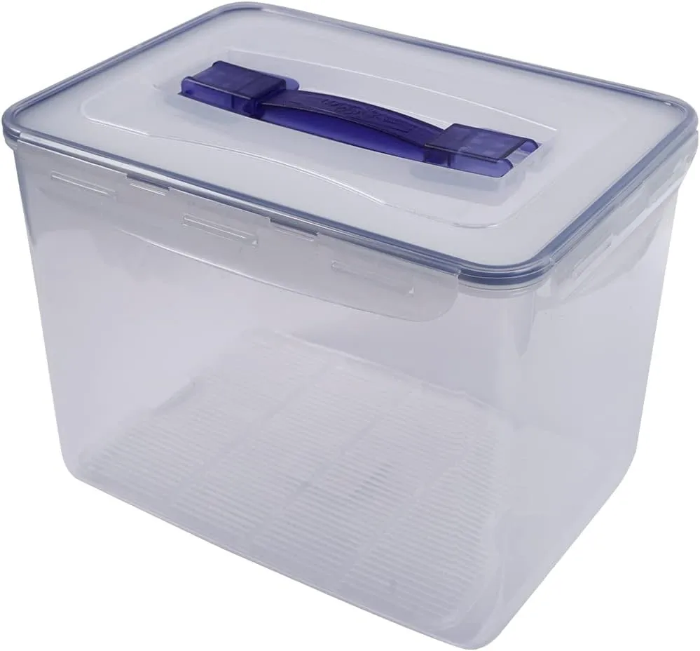 Lock n Lock 406-Fluid Ounce Rectangular Container with Handle and Drain Grate, Tall, 50-Cup