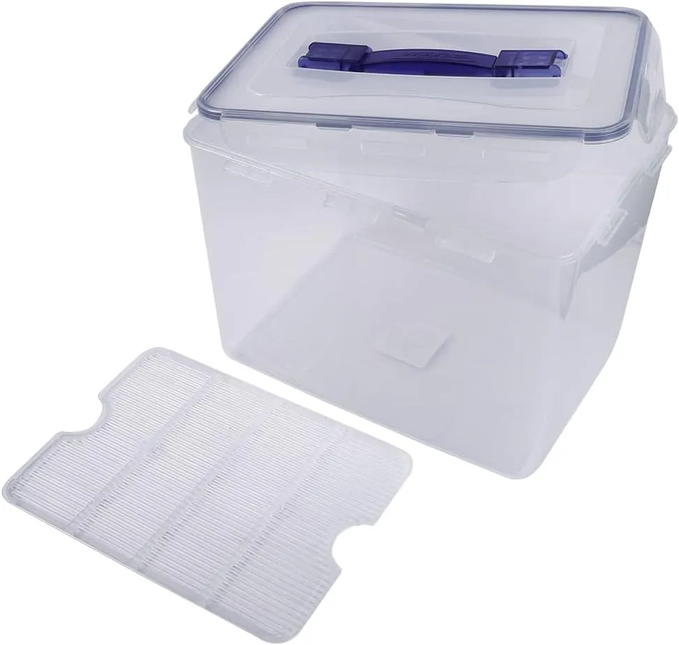 Lock n Lock 406-Fluid Ounce Rectangular Container with Handle and Drain Grate, Tall, 50-Cup