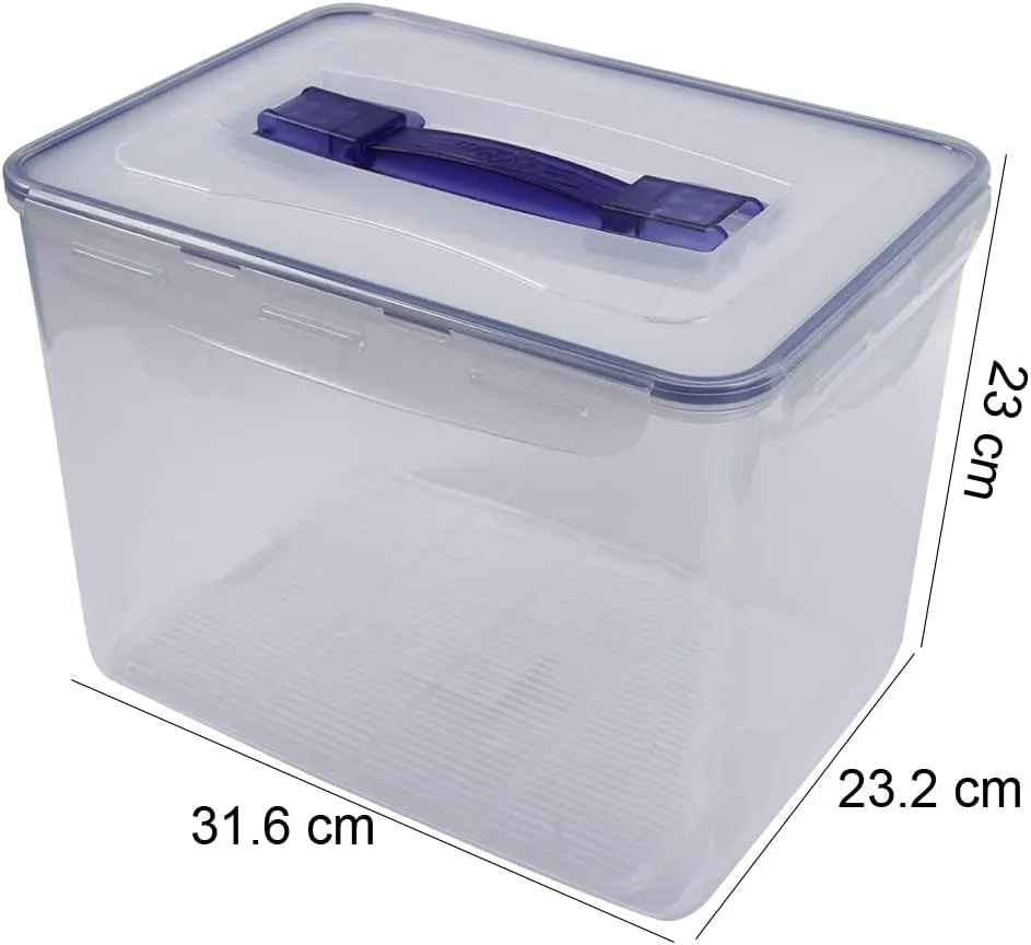 Lock n Lock 406-Fluid Ounce Rectangular Container with Handle and Drain Grate, Tall, 50-Cup