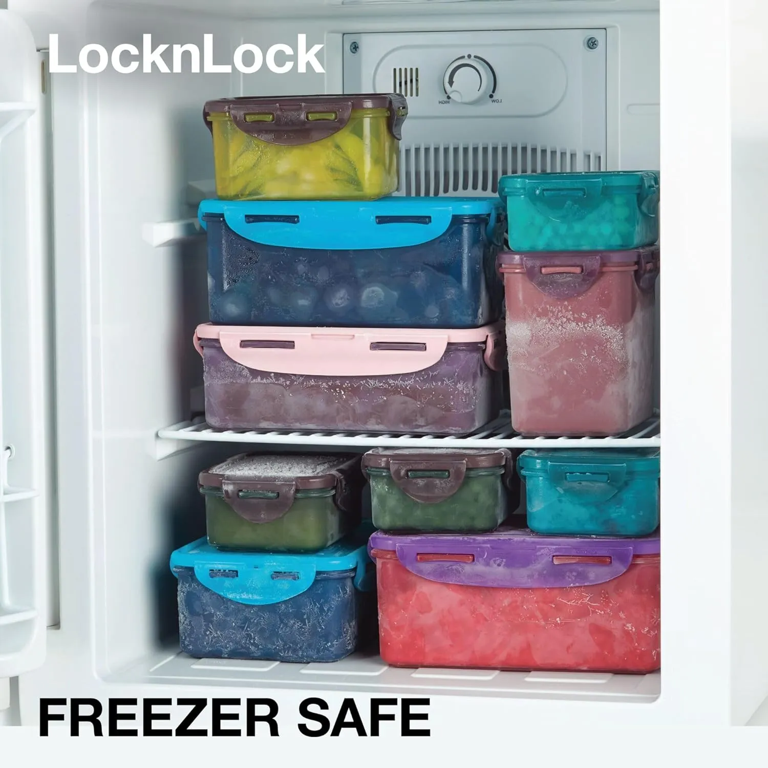 LocknLock Eco Square Food Containers with Lids Set of 5 - Plastic Airtight & Watertight Food Storage Containers, BPA Free & Dishwasher Safe, 5 x 870ml