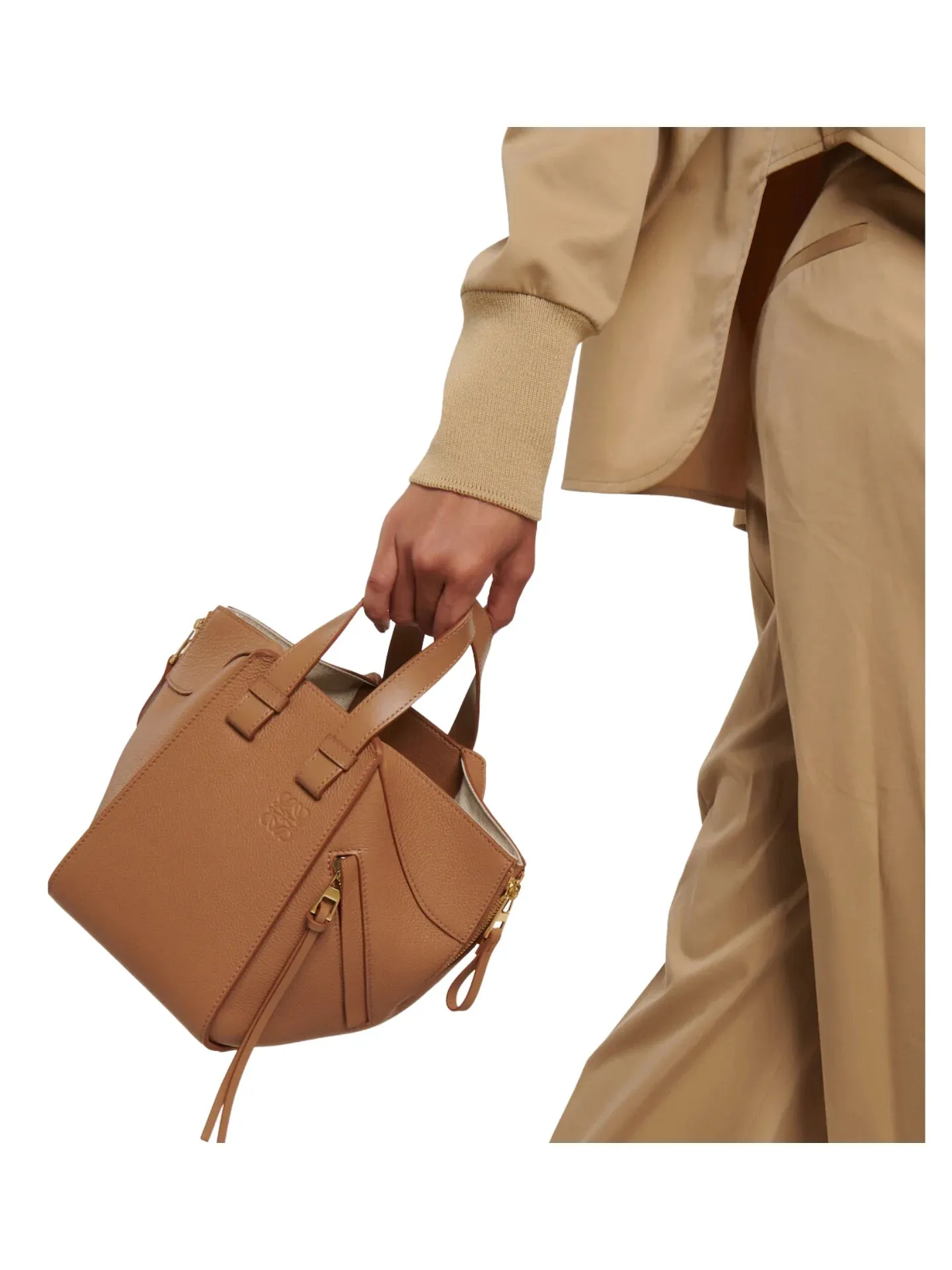Loewe Hammock Compact Leather Tote Bag Toffee