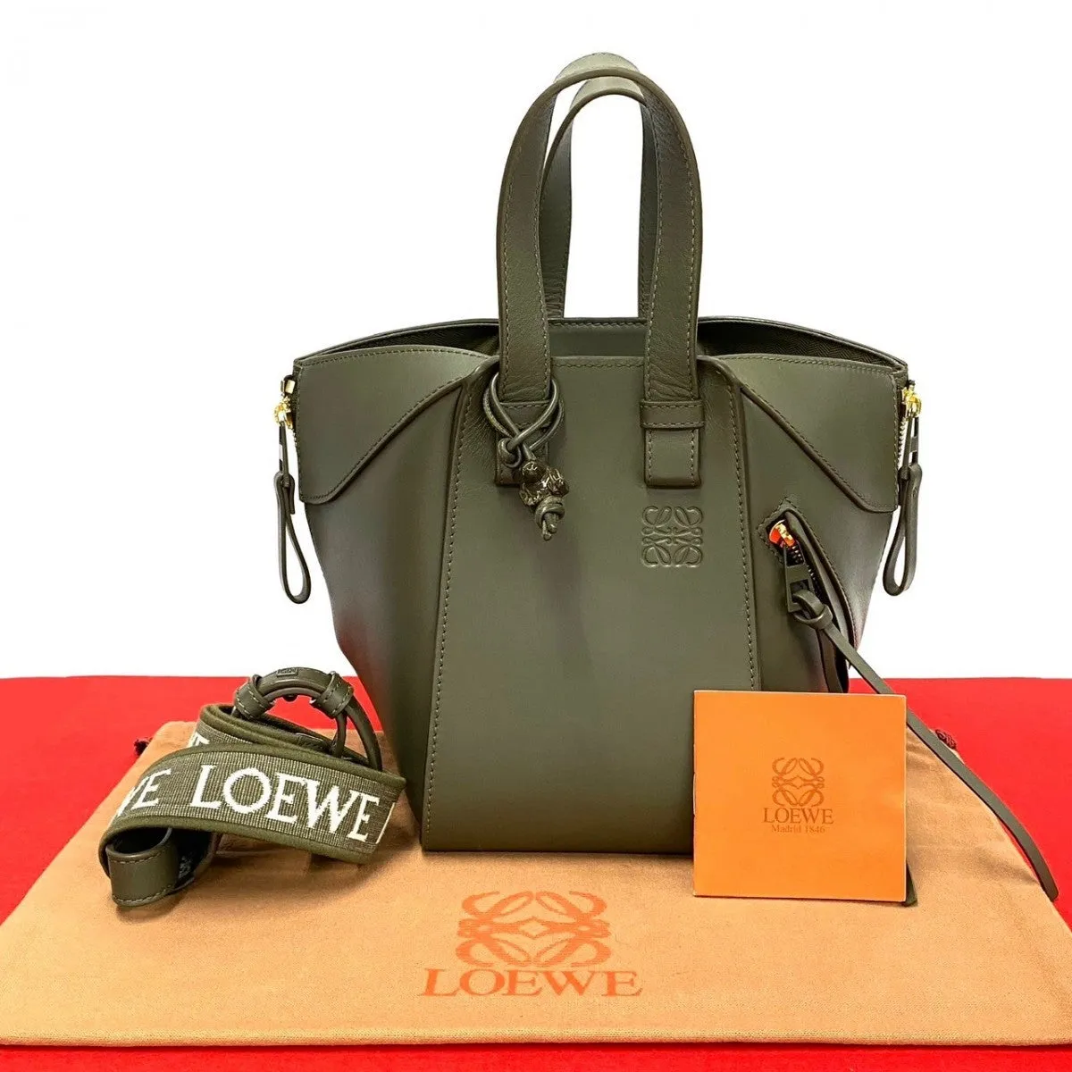 LOEWE Shoulder Bag leather khaki hammock compact
