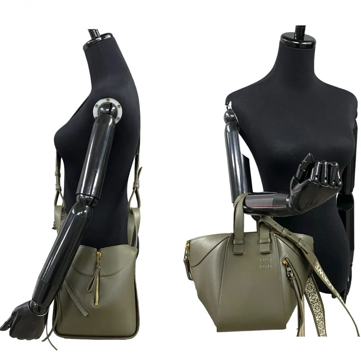 LOEWE Shoulder Bag leather khaki hammock compact