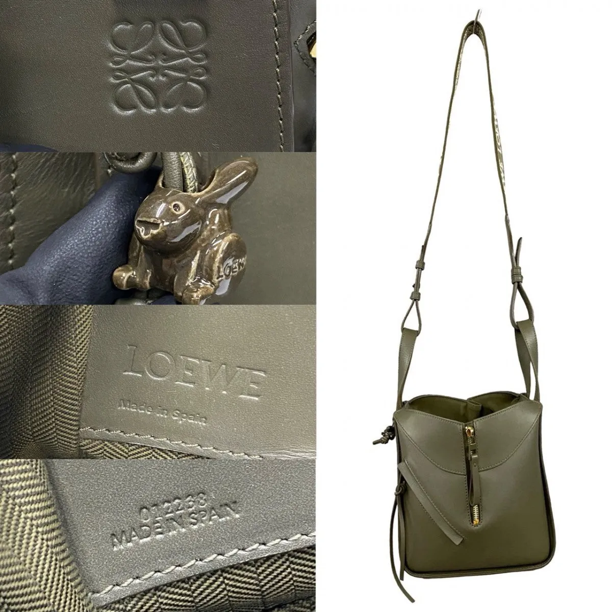 LOEWE Shoulder Bag leather khaki hammock compact