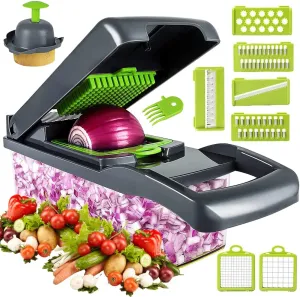 LORDO Vegetable Slicer, Onion Mincer Chopper, Vegetable Chopper, Cutter, Dicer, Egg Slicer with Container