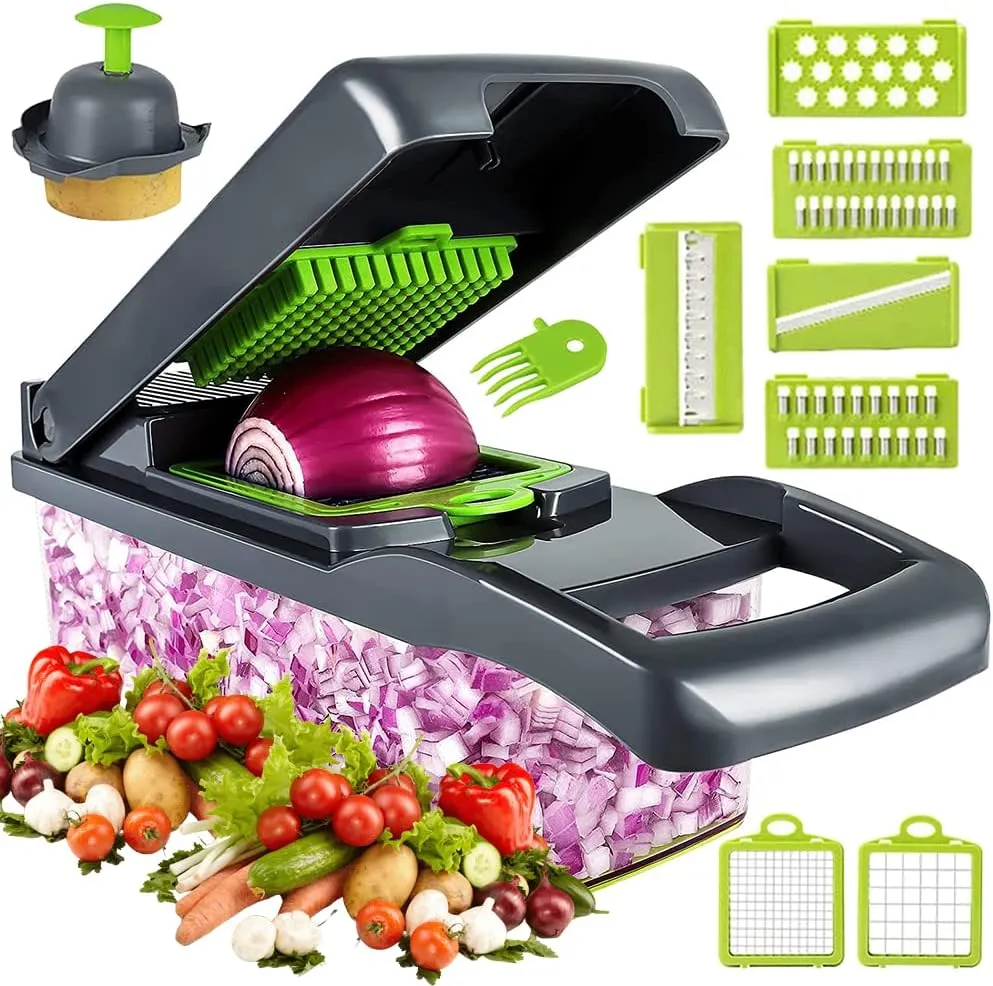 LORDO Vegetable Slicer, Onion Mincer Chopper, Vegetable Chopper, Cutter, Dicer, Egg Slicer with Container