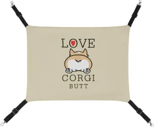 Love Corgi Butt Cat Hanging Hammock Soft Breathable Pet Cage Dog Hammock with Adjustable Straps and Metal Hooks, style, 202403255