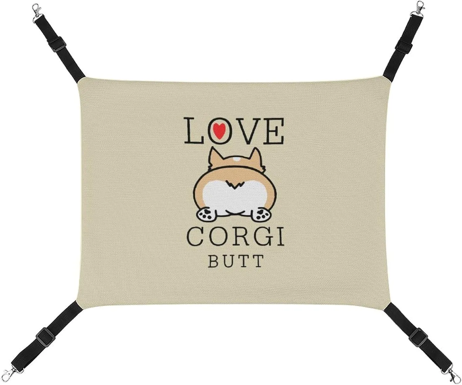 Love Corgi Butt Cat Hanging Hammock Soft Breathable Pet Cage Dog Hammock with Adjustable Straps and Metal Hooks, style, 202403255