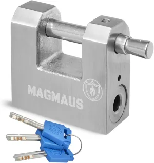 Magmaus® RTL50 Heavy Duty Lock for Shipping Container - [Weatherproof] - Secure Outdoor Lock for Storage Unit, Gate, Shed, Fence, Door - 3 Keys