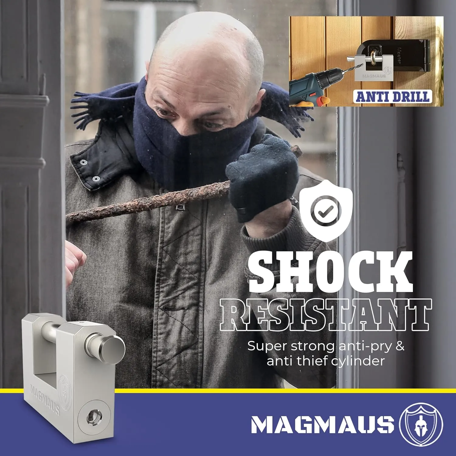 Magmaus® RTL50 Heavy Duty Lock for Shipping Container - [Weatherproof] - Secure Outdoor Lock for Storage Unit, Gate, Shed, Fence, Door - 3 Keys