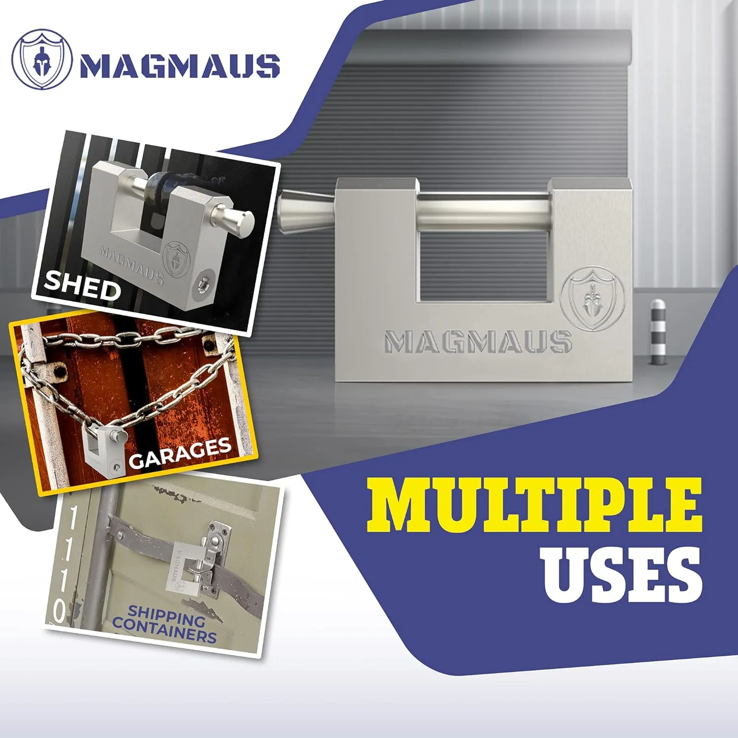 Magmaus® RTL50 Heavy Duty Lock for Shipping Container - [Weatherproof] - Secure Outdoor Lock for Storage Unit, Gate, Shed, Fence, Door - 3 Keys
