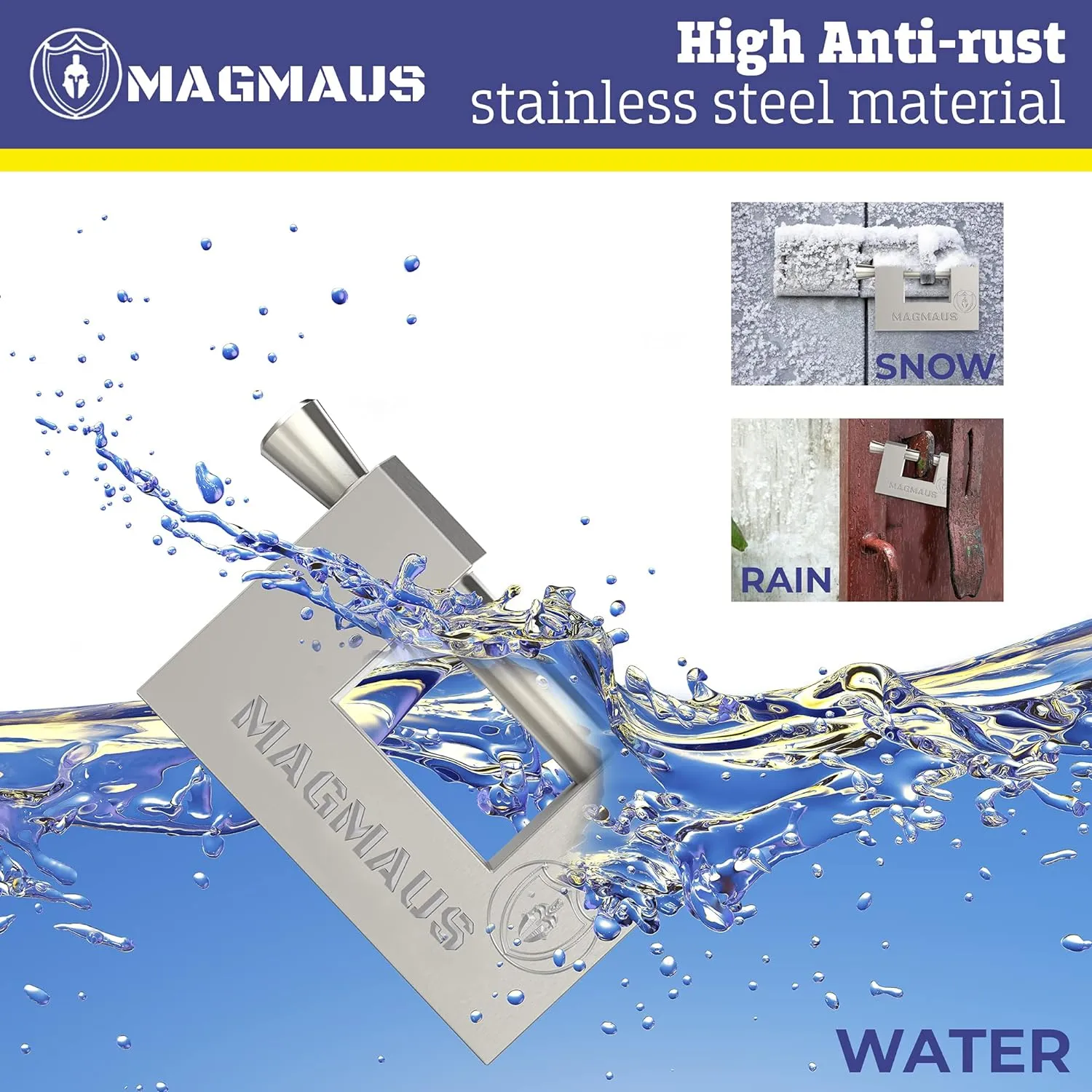 Magmaus® RTL70 Heavy Duty Lock for Shipping Container - [Weatherproof] - Secure Outdoor Lock for Storage Unit, Gate, Shed, Fence, Door - 3 Keys