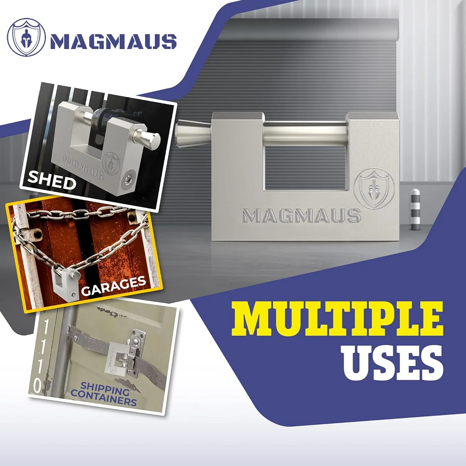 Magmaus® RTL70 Heavy Duty Lock for Shipping Container - [Weatherproof] - Secure Outdoor Lock for Storage Unit, Gate, Shed, Fence, Door - 3 Keys