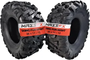 MASSFX 26x11-12 Rear Tire Set (2) for All-Terrain (ATV), Utility-Task (UTV), and Side-by-Side (SxS) Vehicles - 6-Ply with 1/2" Tread Depth 26x11x12 (2-Pack)