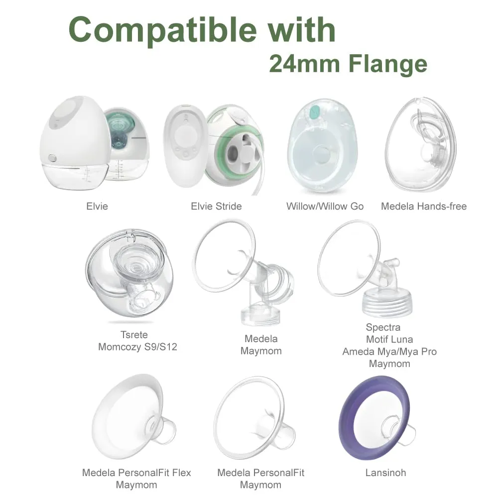 Maymom 15&17mm Flange Insert Compatible with Elvie Single/Double Electric, Elvie Stride 24mm Wearable Cup, Not Original Elvie Stride Replacement Pump Parts