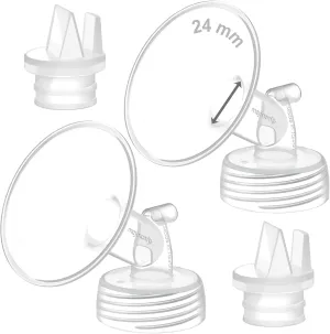 Maymom Pump Part Compatible with Spectra/Ameda Luna Pumps, Syngery Gold; Incl Wide Mouth Flange 24 mm 2nd Gen. Valve; Not Original Spectra Flange; Replaces Spectra S1 S2, Plus Shield, Accessories
