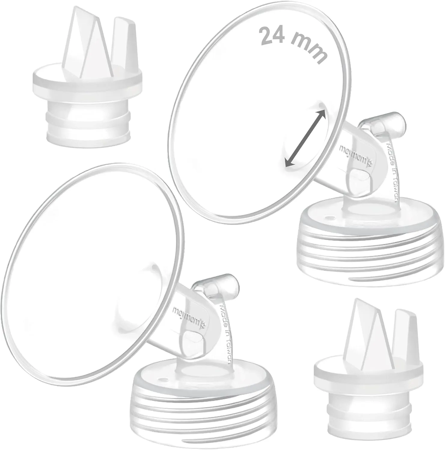 Maymom Pump Part Compatible with Spectra/Ameda Luna Pumps, Syngery Gold; Incl Wide Mouth Flange 24 mm 2nd Gen. Valve; Not Original Spectra Flange; Replaces Spectra S1 S2, Plus Shield, Accessories