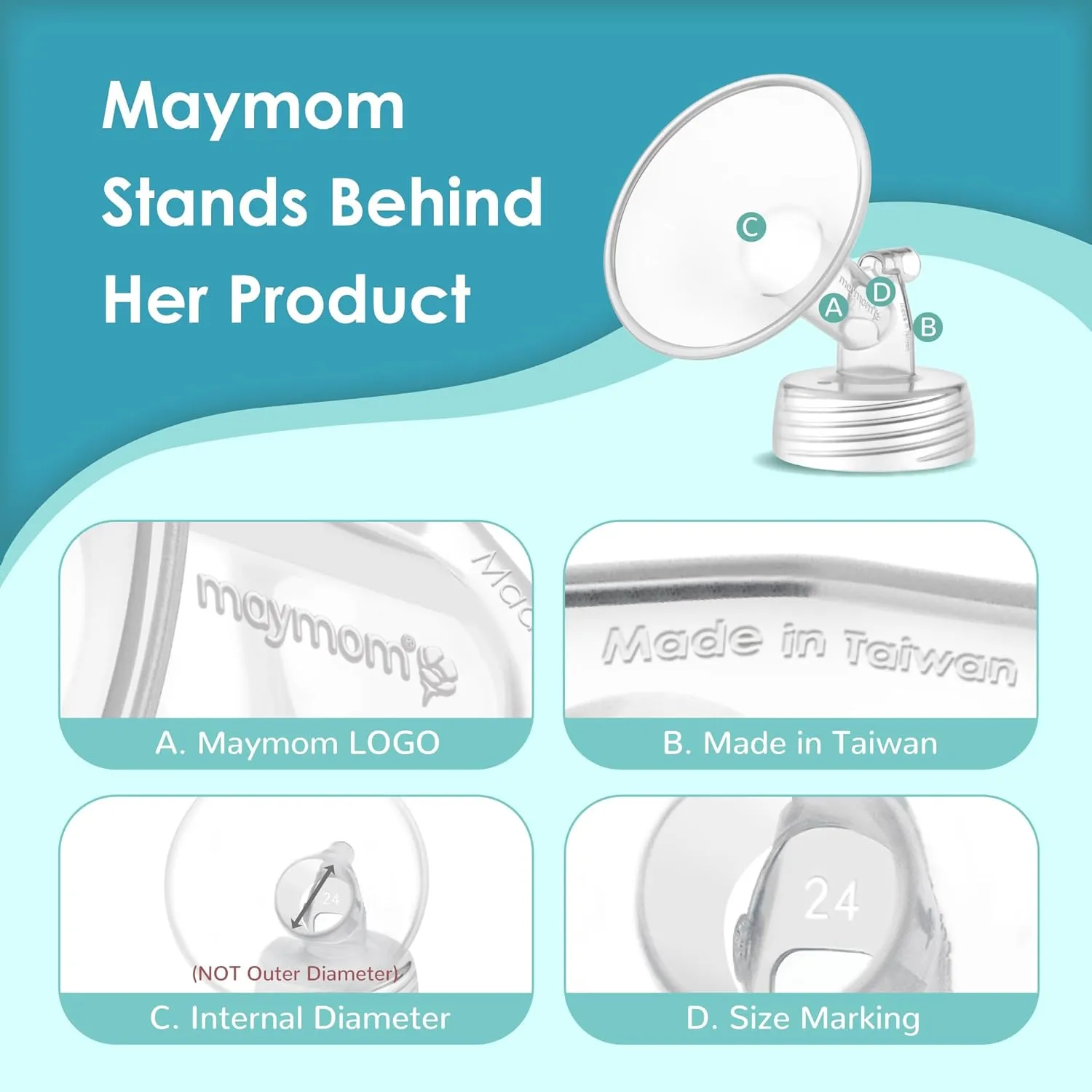 Maymom Pump Part Compatible with Spectra/Ameda Luna Pumps, Syngery Gold; Incl Wide Mouth Flange 24 mm 2nd Gen. Valve; Not Original Spectra Flange; Replaces Spectra S1 S2, Plus Shield, Accessories