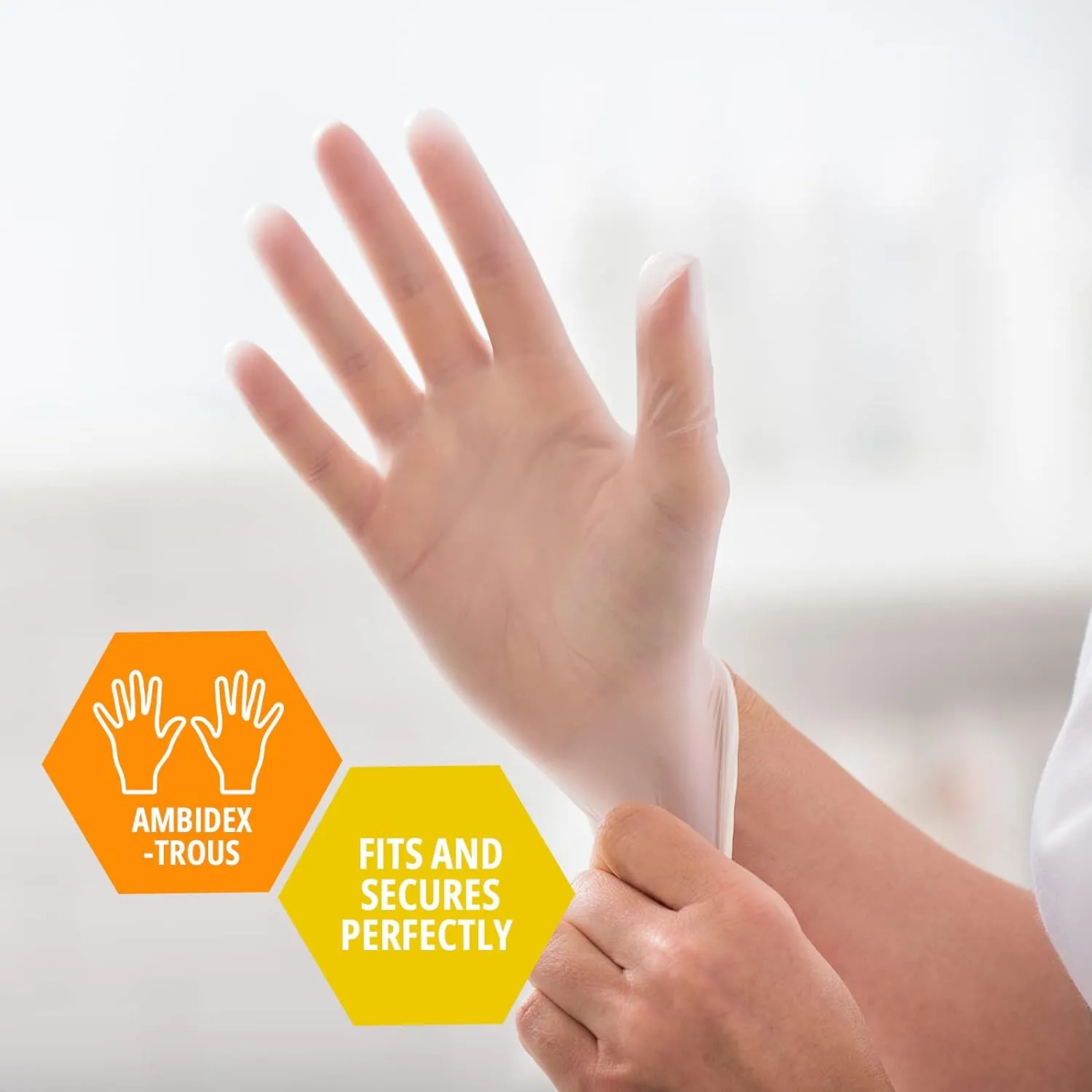 Med PRIDE Vinyl Gloves| 4.3 mil Thick, Powder-Free, Non-Sterile, Heavy Duty Disposable Gloves| Medical, Food Hand