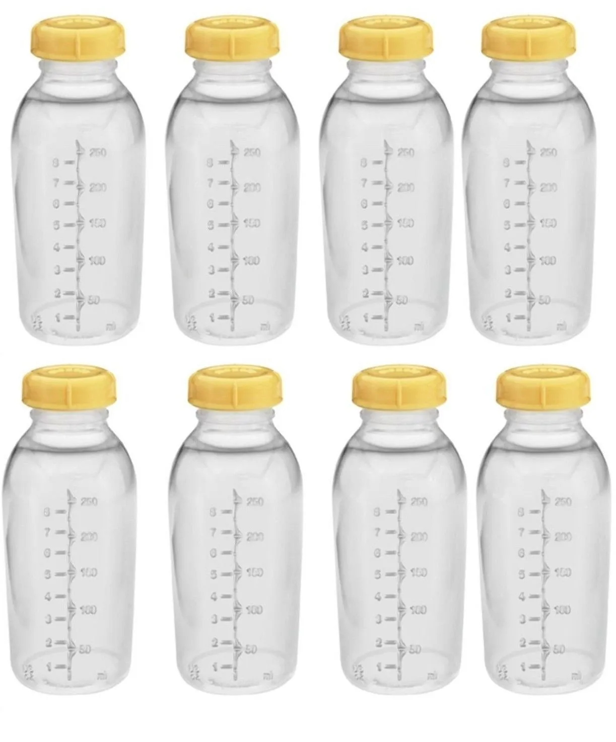 Medela Breastmilk Collection Storage Feeding Bottle with Lids-8 Pack (8 Bottles and 8 Lids)w/lid 8oz /250ml