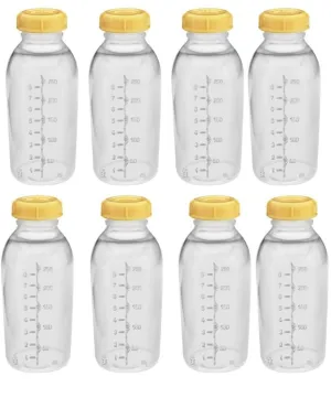 Medela Breastmilk Collection Storage Feeding Bottle with Lids-8 Pack (8 Bottles and 8 Lids)w/lid 8oz /250ml