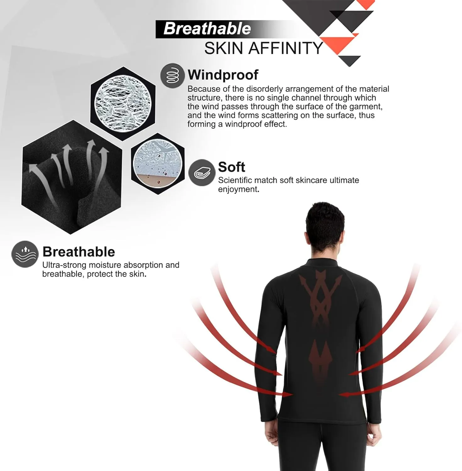 MEETWEE Men's Thermal Underwear Set, Winter Ski Gear Fleece Lined Long Johns Base Layer Warm Top & Bottom for Skiing Black