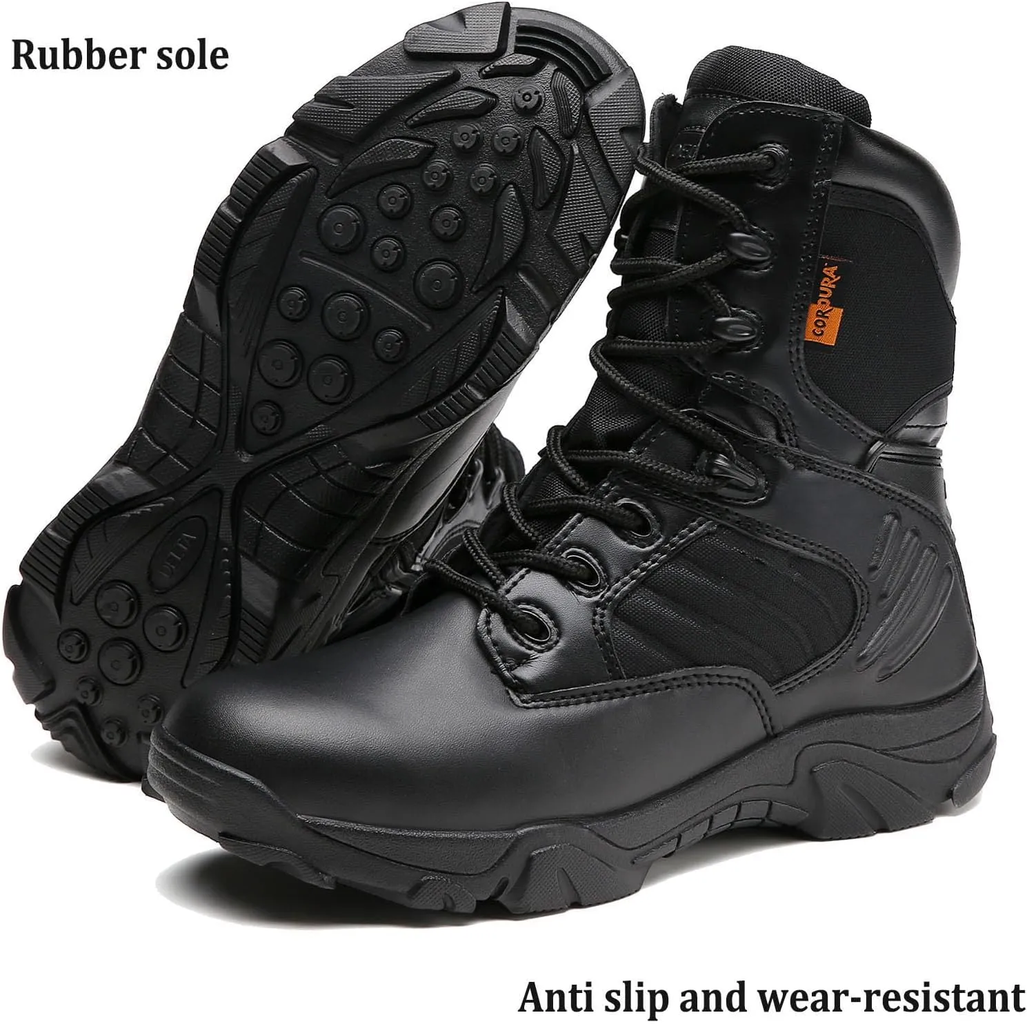 Mens tactical boots combat boots 8 Inches work boots for men Durable Side Zipper Military Boots Suede Lightweight Boots