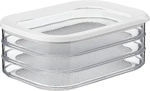Mepal Modula Rounded Food Storage Box with Lid Set of 3 | Ideal for Cold Cuts, Cheese, and More | Stackable design | Transparent Framed Lid | BPA-Free, Nordic White (17oz/500ml)