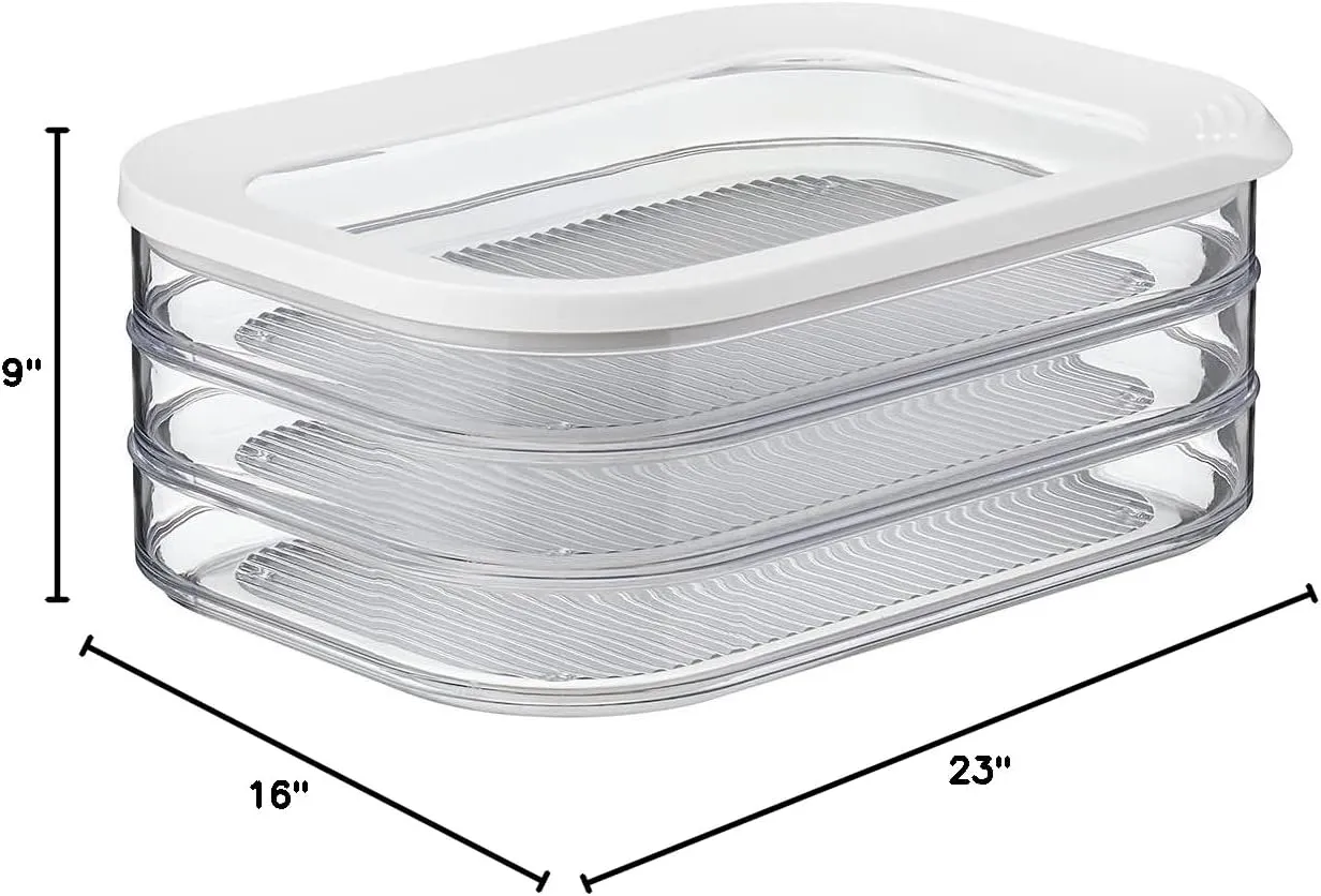 Mepal Modula Rounded Food Storage Box with Lid Set of 3 | Ideal for Cold Cuts, Cheese, and More | Stackable design | Transparent Framed Lid | BPA-Free, Nordic White (17oz/500ml)